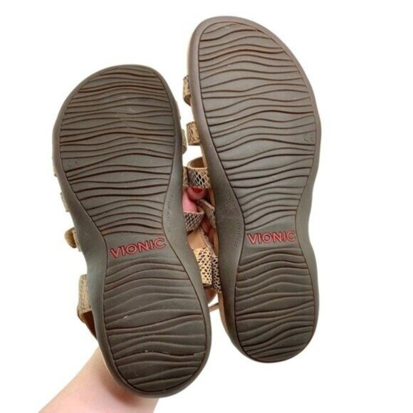 Vionic Leather Snakeskin Harissa Sandals in Tan - Picture 7 of 7